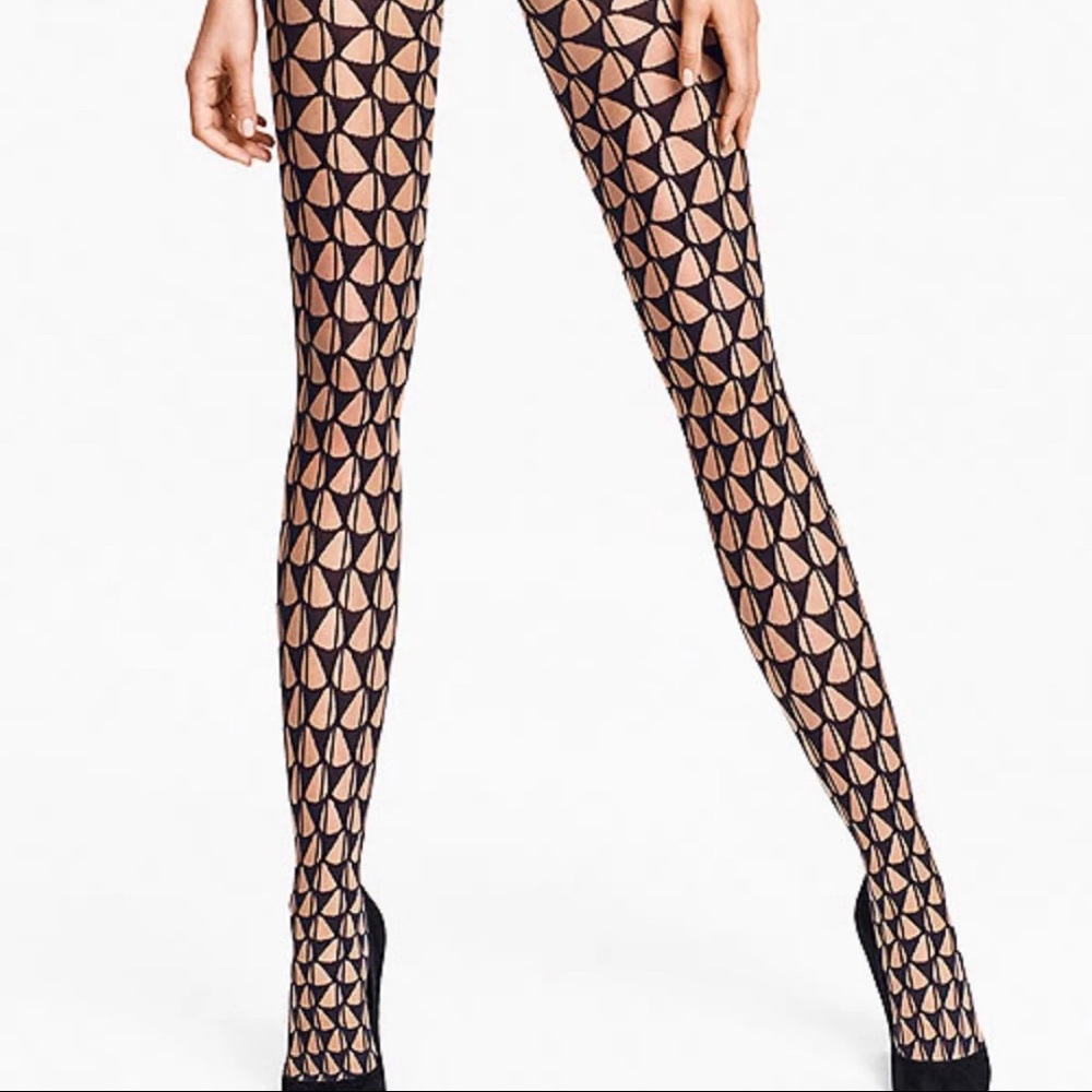 Wolford annie tights size small blk/nude n…